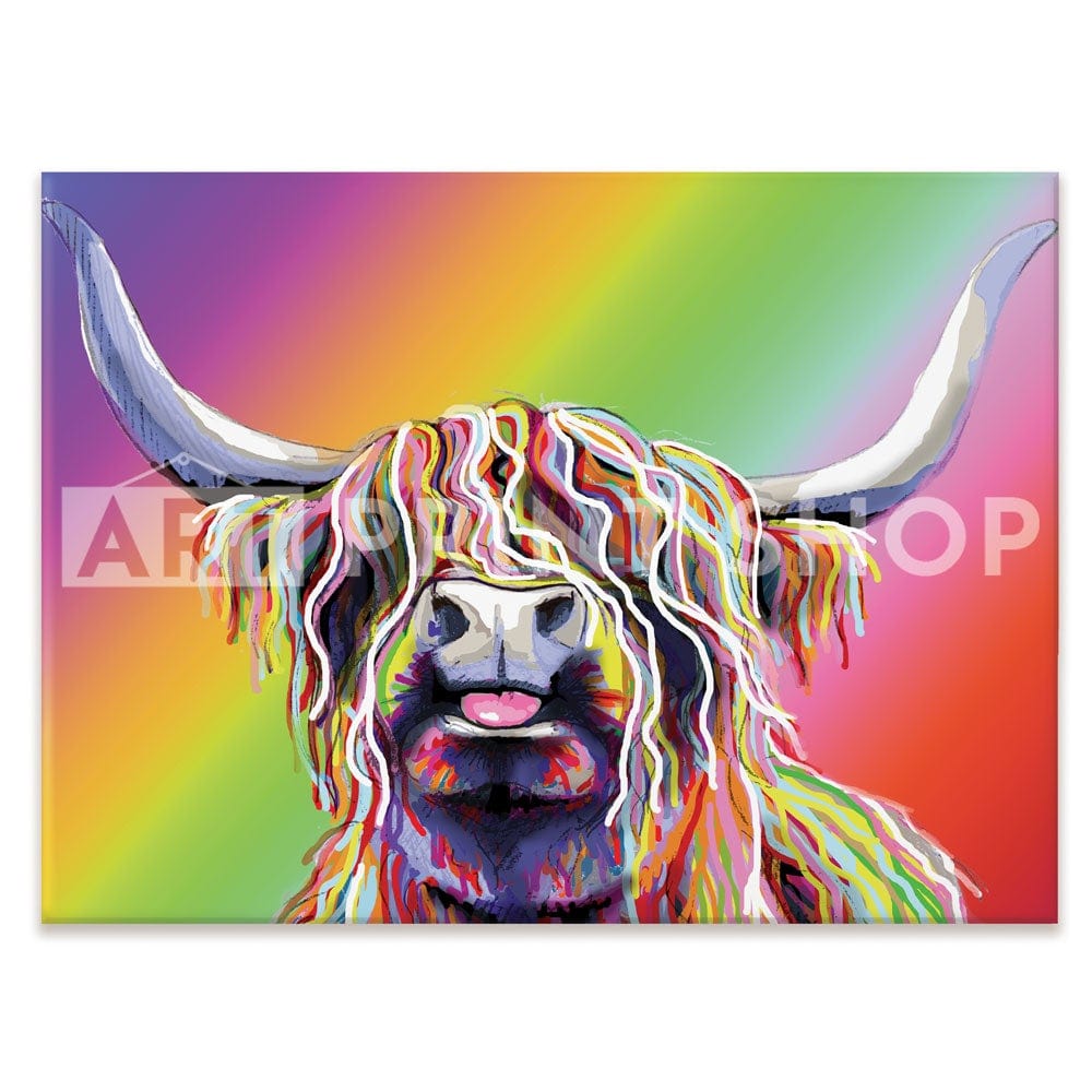 Cheeky Rainbow Cow Canvas Print wall art product Independent