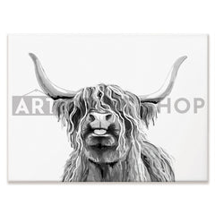 Cheeky Black And White Highland Cow Canvas Print