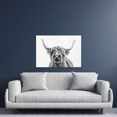 Cheeky Black And White Highland Cow Canvas Print