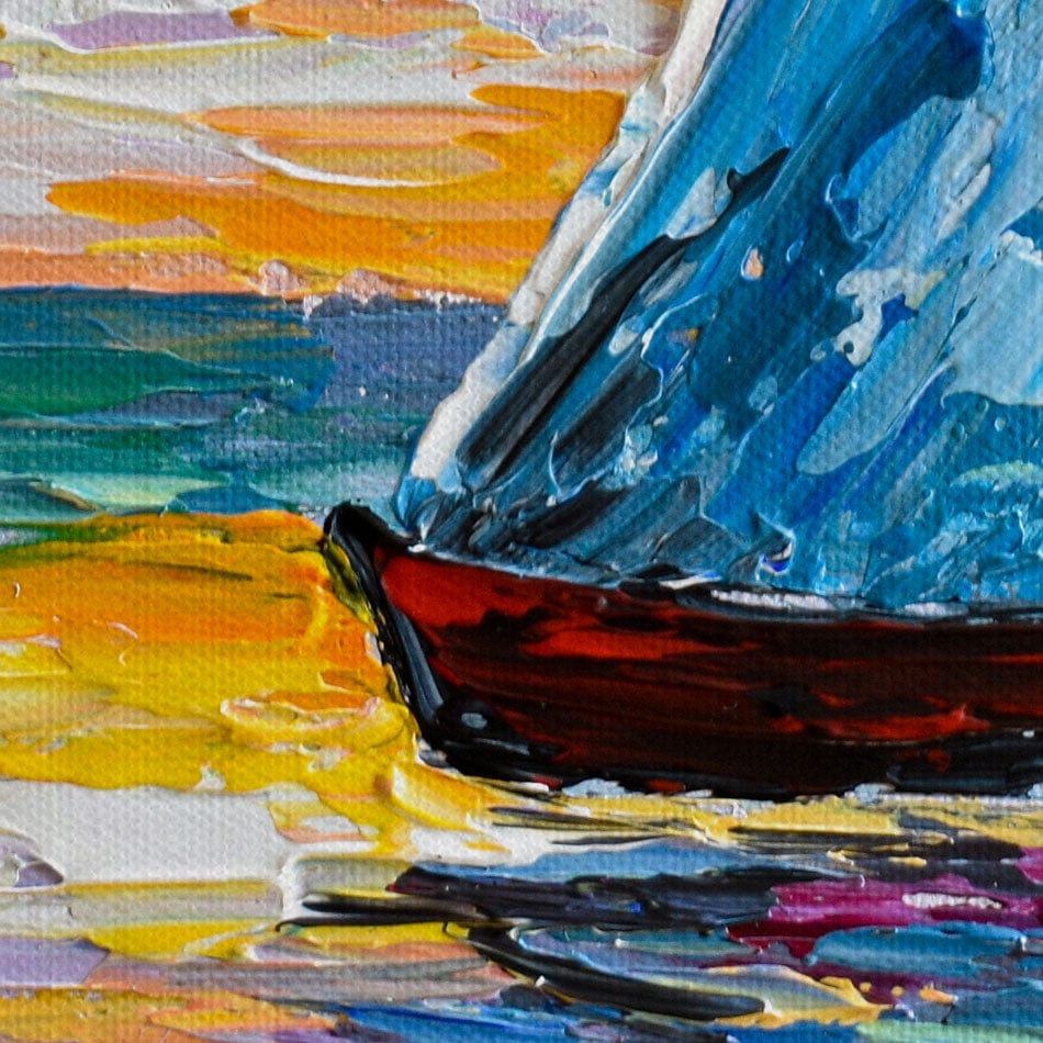 Colourful Sailing Boat Canvas Print wall art product Olga Tkachyk