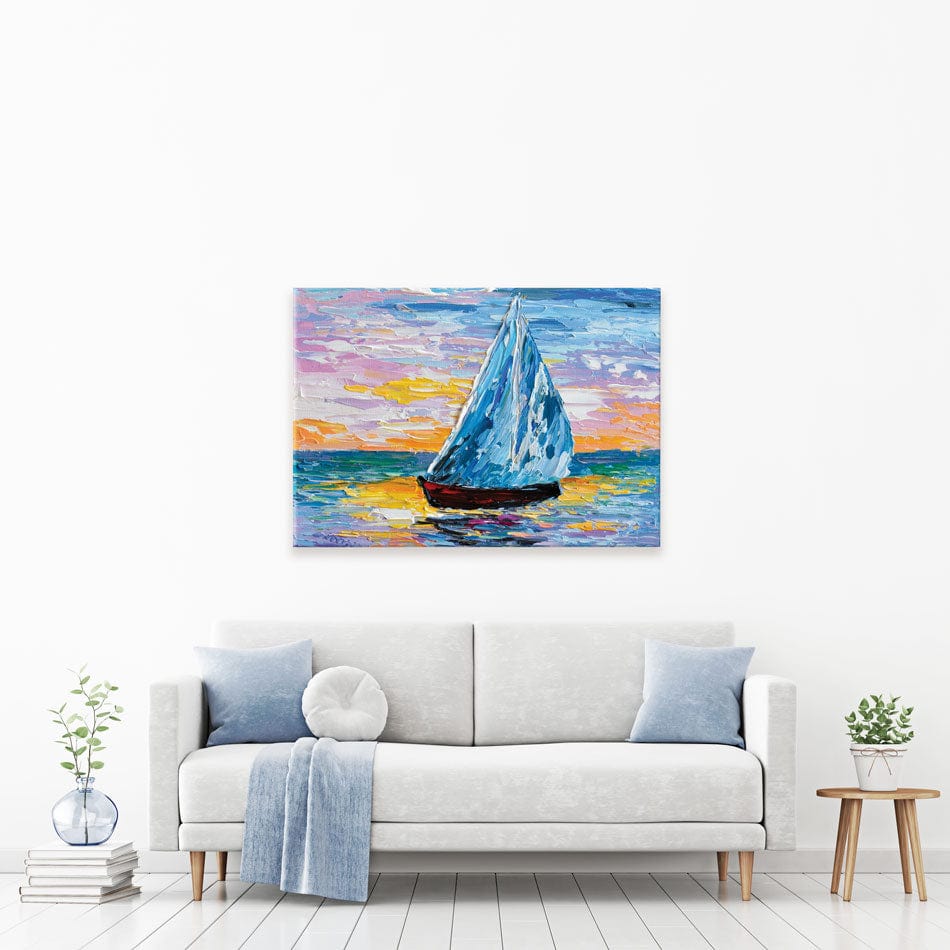 Colourful Sailing Boat Canvas Print wall art product Olga Tkachyk