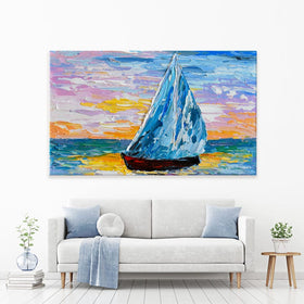 Colourful Sailing Boat Canvas Print wall art product Olga Tkachyk