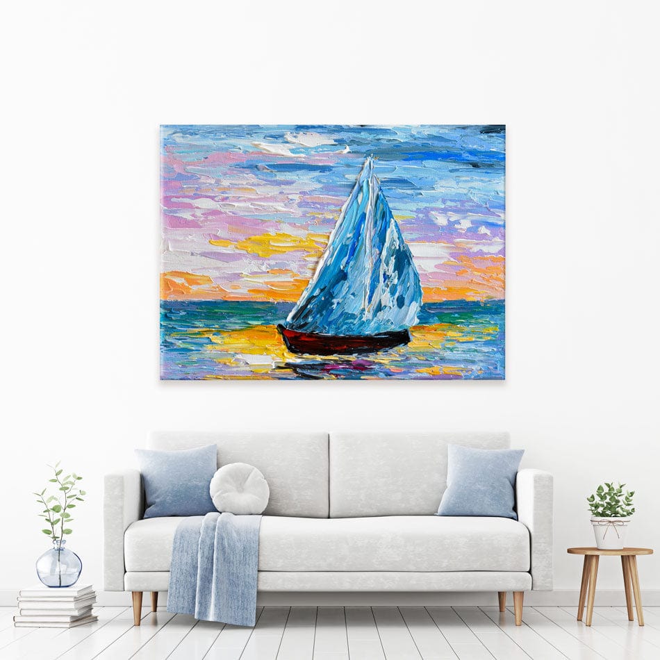 Colourful Sailing Boat Canvas Print wall art product Olga Tkachyk
