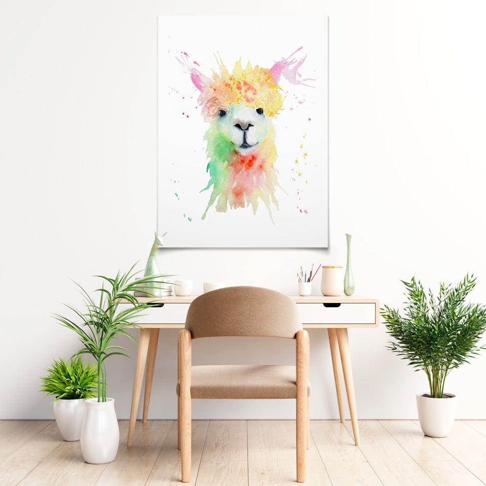 Colourful Watercolour Alpaca Art Print wall art product Olga Toshka / Shutterstock