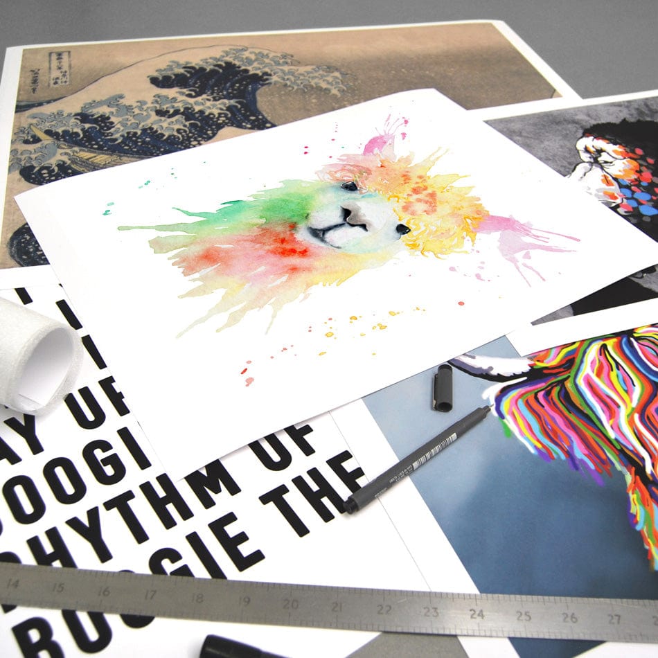 Colourful Watercolour Alpaca Art Print wall art product Olga Toshka / Shutterstock