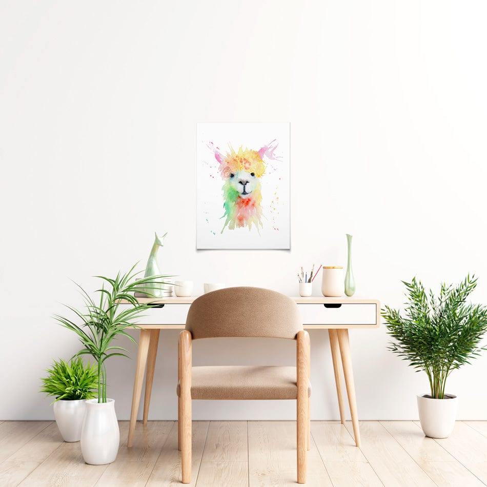 Colourful Watercolour Alpaca Art Print wall art product Patricia Chumillas / Shutterstock