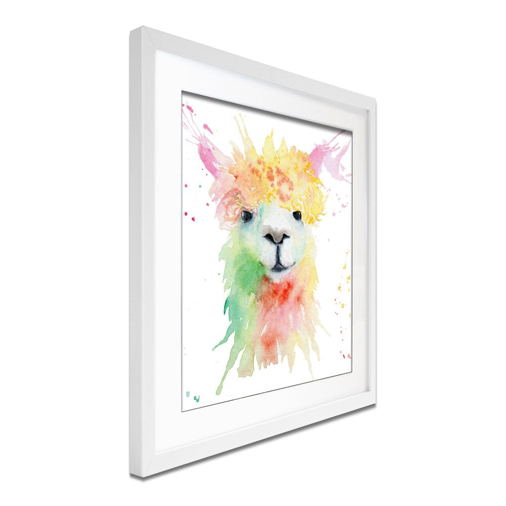 Colourful Watercolour Alpaca Framed Art Print wall art product Olga Toshka / Shutterstock