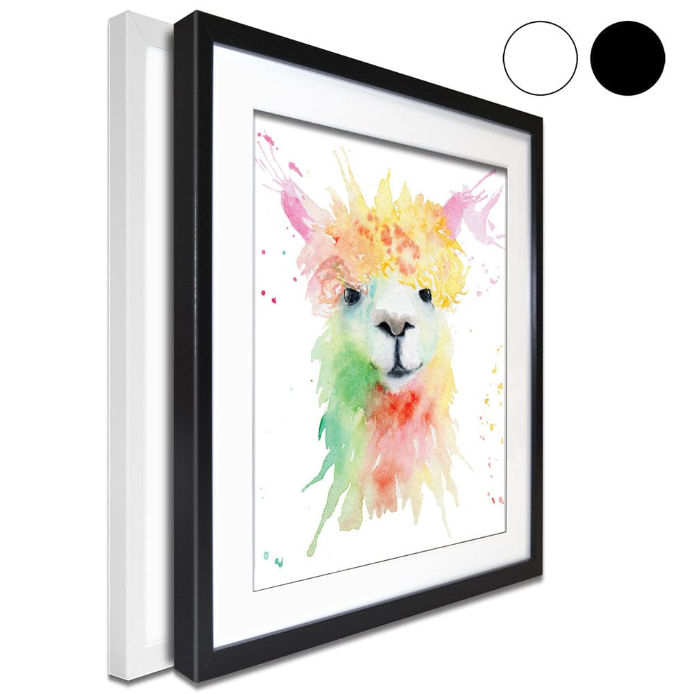 Colourful Watercolour Alpaca Framed Art Print wall art product Olga Toshka / Shutterstock