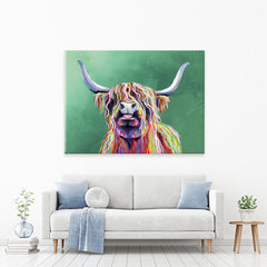 Colourful Highland Cow Canvas Print