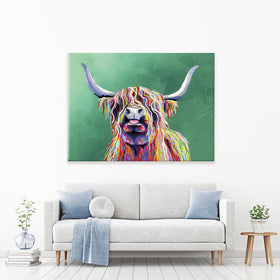 Colourful Highland Cow Canvas Print