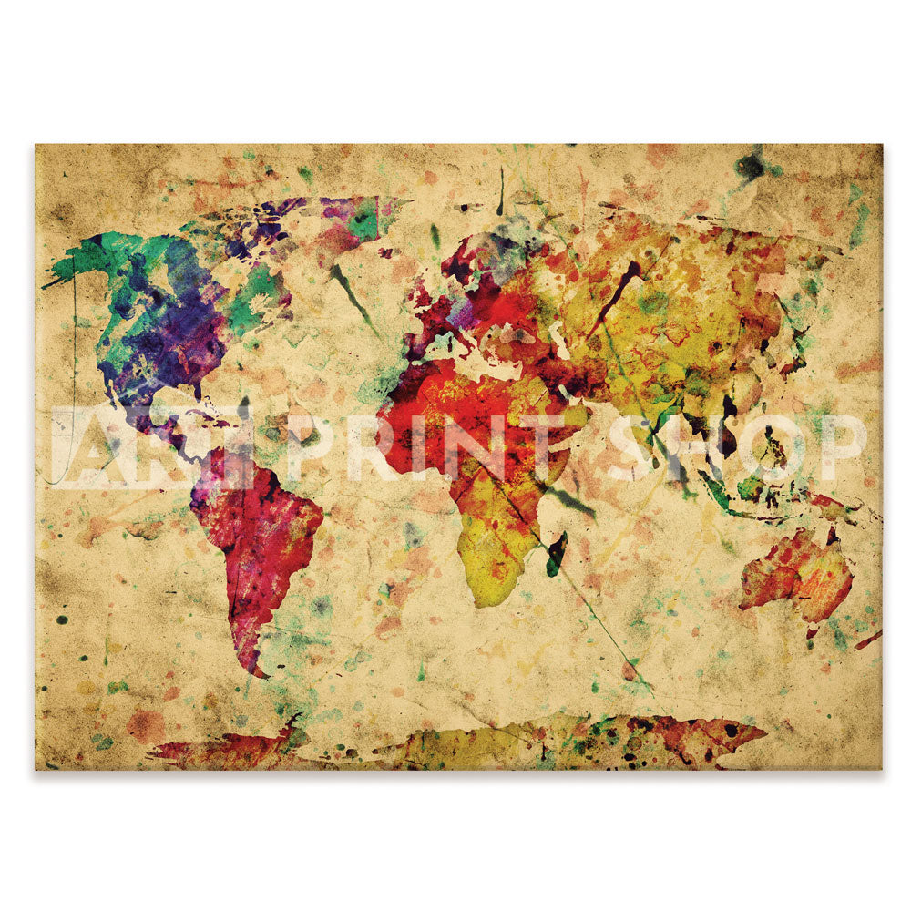 Colourful Vintage World Map Canvas Print