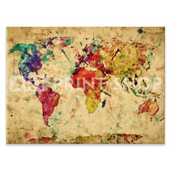 Colourful Vintage World Map Canvas Print