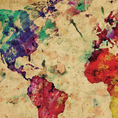 Colourful Vintage World Map Canvas Print