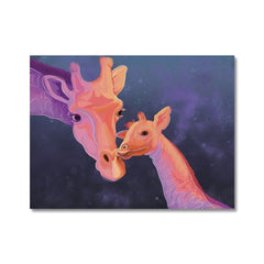 Sunset Giraffe And Calf Canvas Print