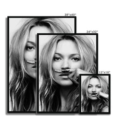 Kate Moss Moustache Life is a Joke Framed Print