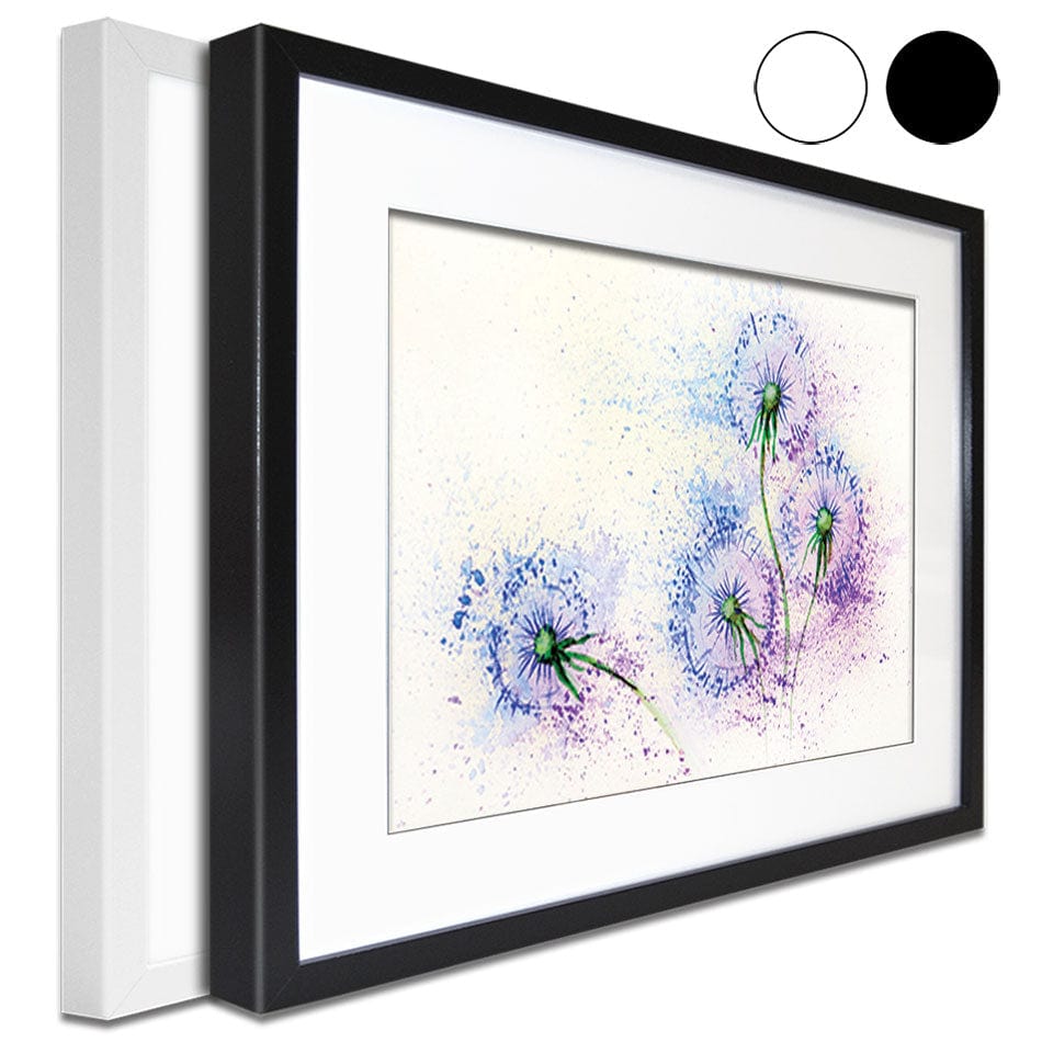 Dandelions In Blue And Purple Framed Art Print wall art product Valenty / Shutterstock