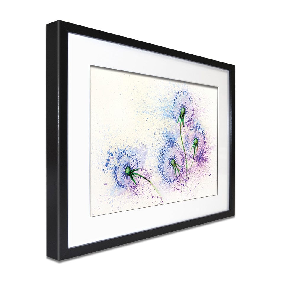 Dandelions In Blue And Purple Framed Art Print wall art product Valenty / Shutterstock