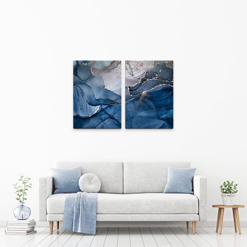 Dark Blue Marble Duo Canvas Print wall art product djero.adlibeshe yahoo.com / Shutterstock