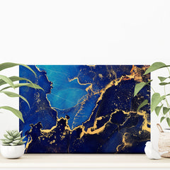 Electric Blue Marble Canvas Print