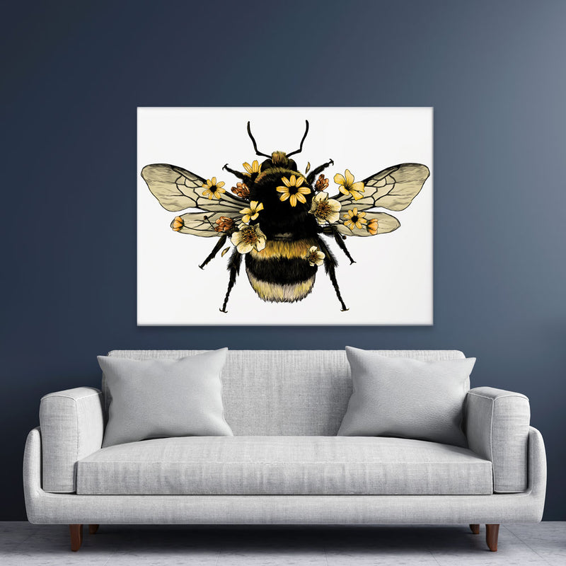 Floral Bumblebee Canvas Print