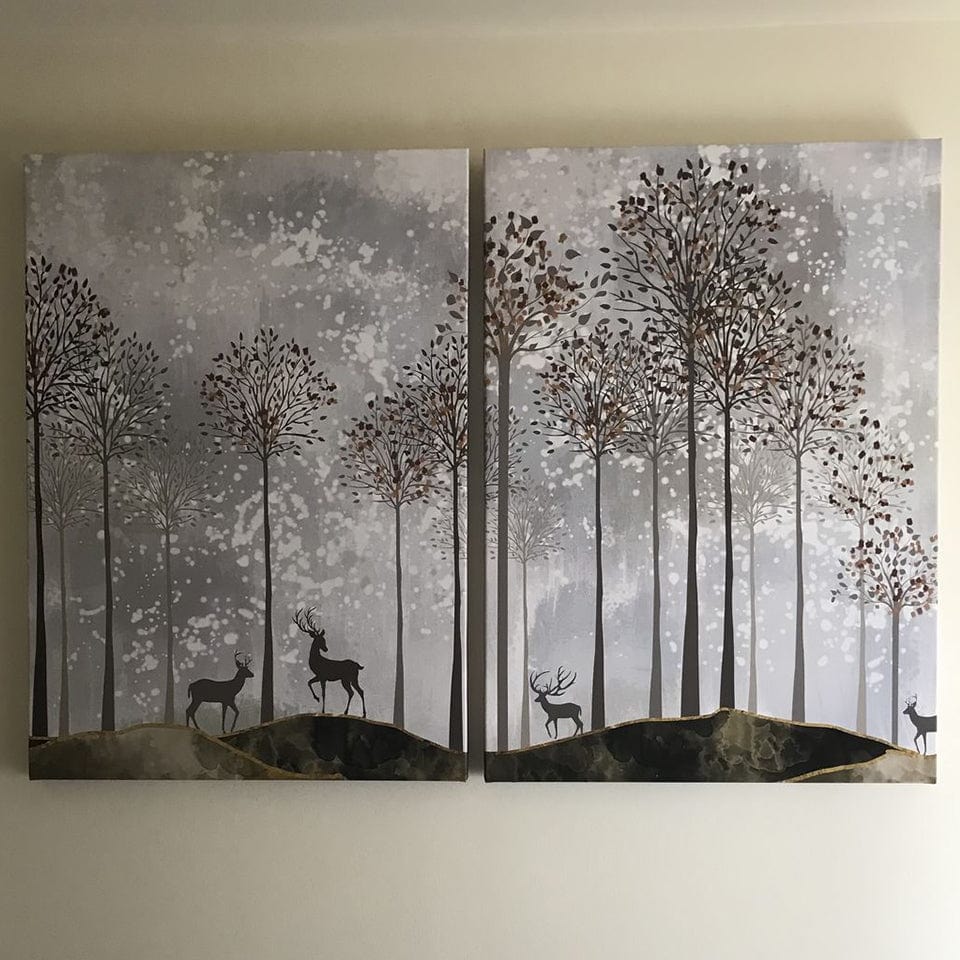 Forest Deer Duo Canvas Print wall art product 3d artwork wallpaper / Shutterstock