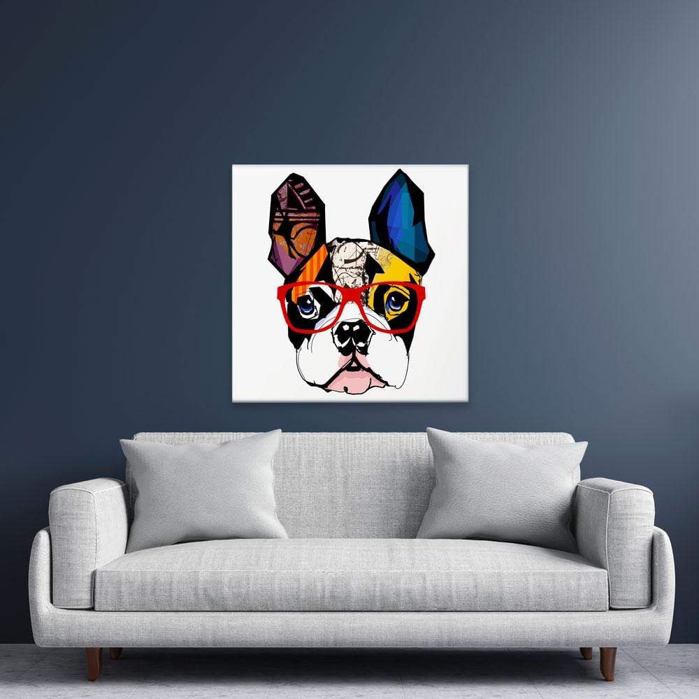 French Bulldog Wearing Glasses Canvas Print wall art product isaxar / Shutterstock