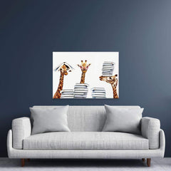 Giraffes With Books Canvas Print
