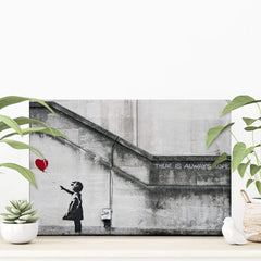 Girl And Heart Balloon Canvas Print