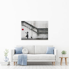 Girl And Heart Balloon Canvas Print