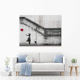 Girl And Heart Balloon Canvas Print