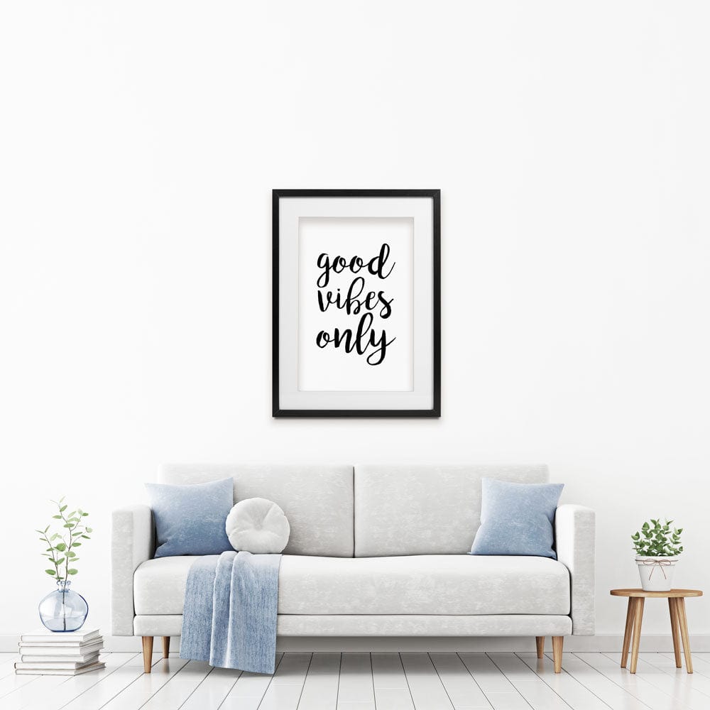 Good Vibes Only Framed Art Print wall art product Art Print Shop