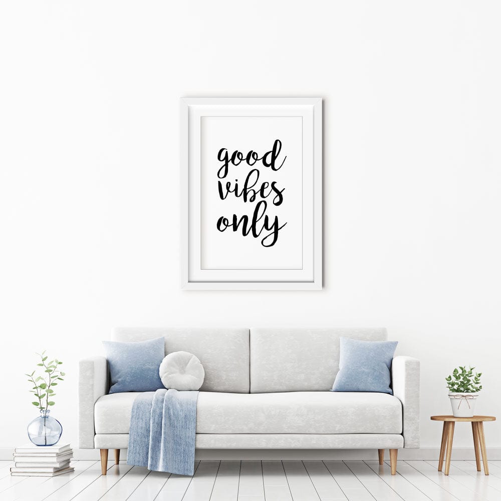Good Vibes Only Framed Art Print wall art product Art Print Shop