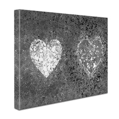 Grey And White Hearts Splatter Canvas Print