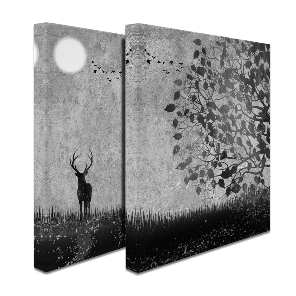 Grey Deer Duo Canvas Print wall art product 3d artwork wallpaper / Shutterstock