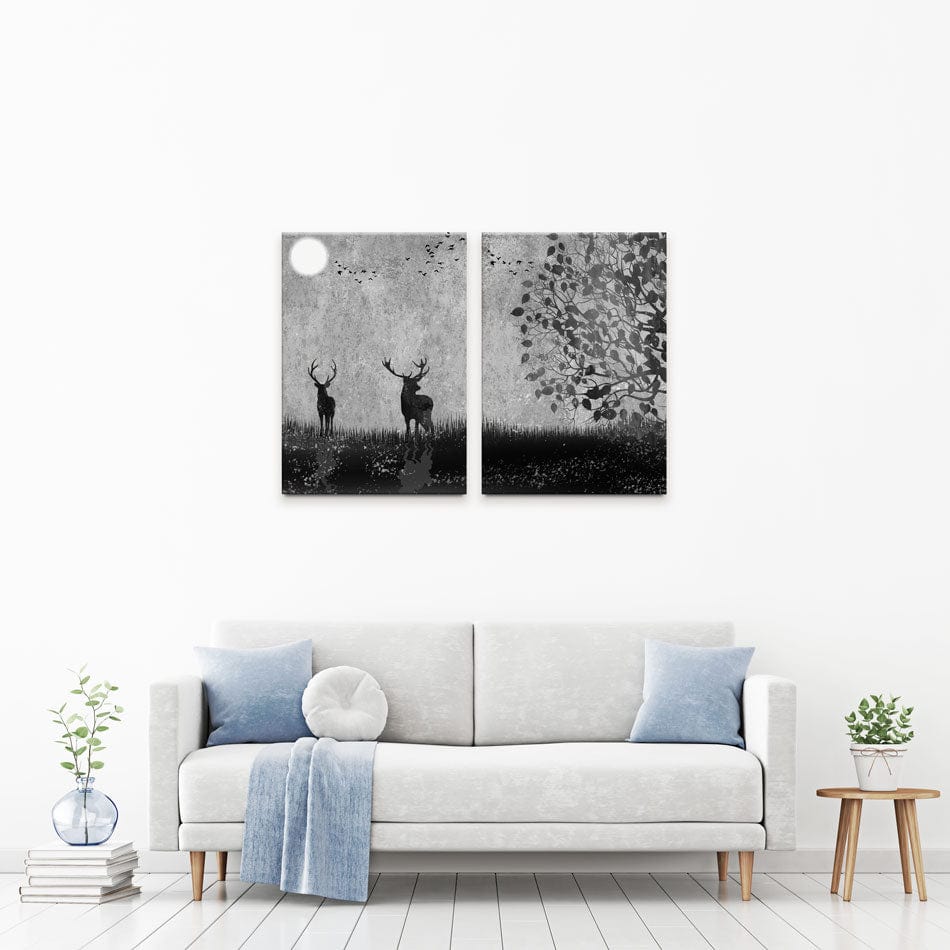 Grey Deer Duo Canvas Print wall art product 3d artwork wallpaper / Shutterstock