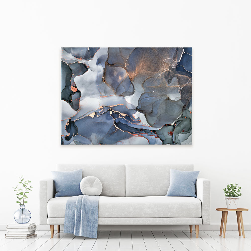 Grey And Blue Marble Canvas Print