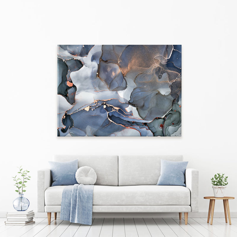Grey And Blue Marble Canvas Print