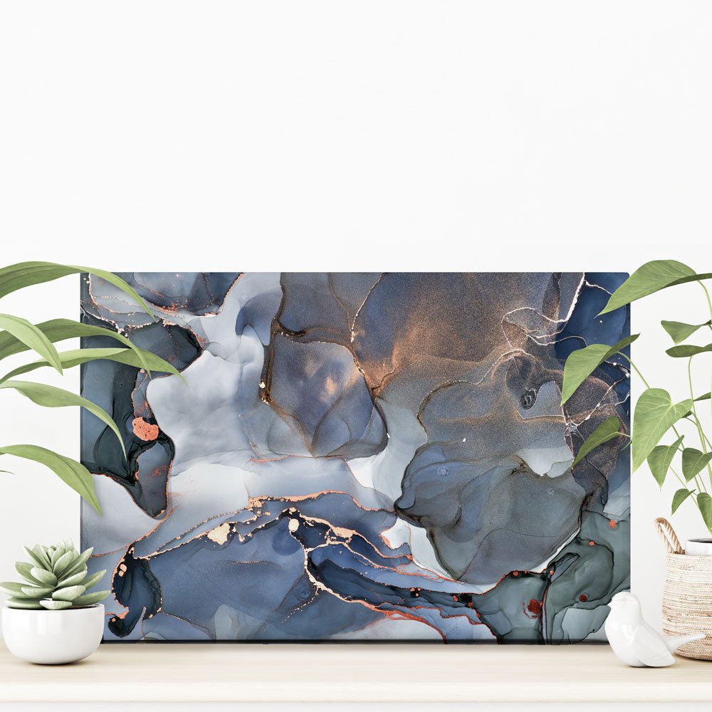 Grey And Blue Marble Canvas Print