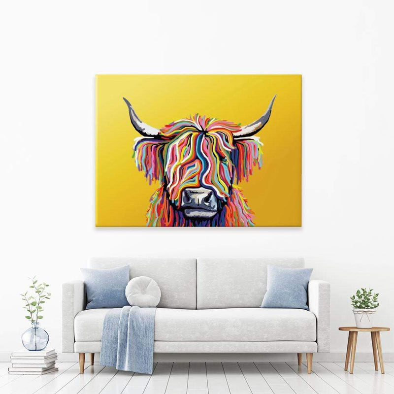 Highland Cow Yellow Canvas Print
