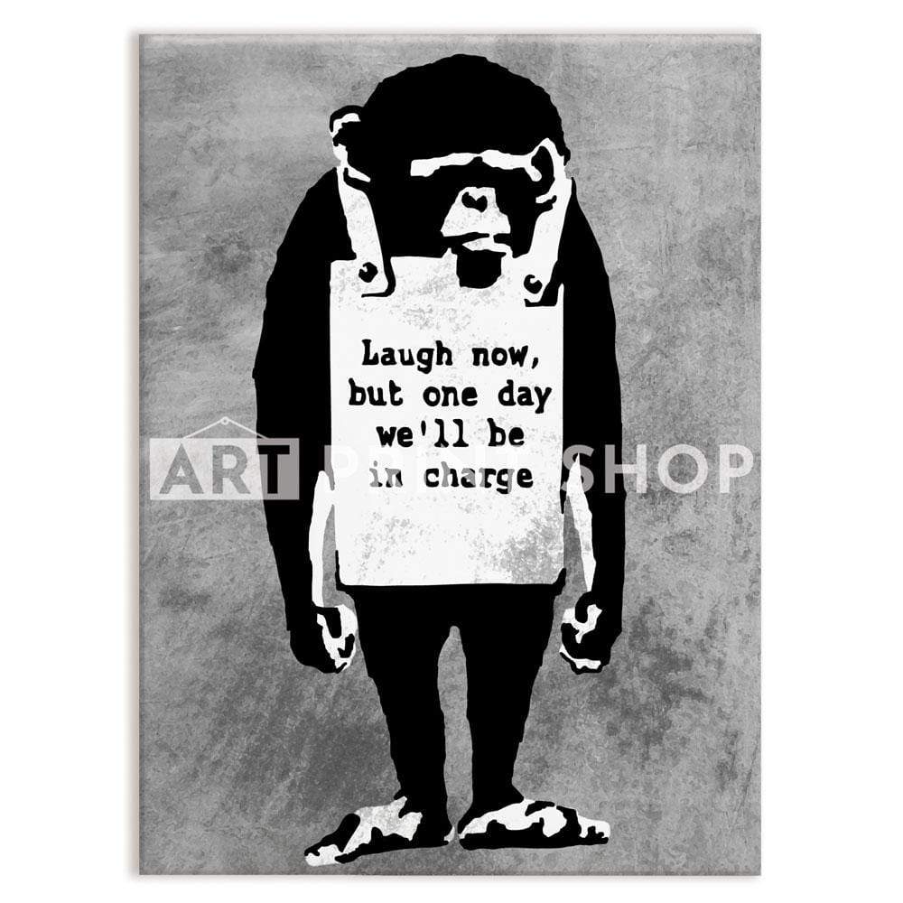 Laugh Now Monkey Canvas Print wall art product Banksy