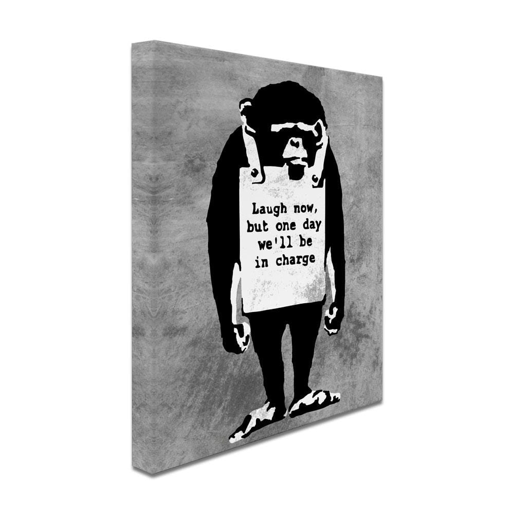 Laugh Now Monkey Canvas Print wall art product Banksy