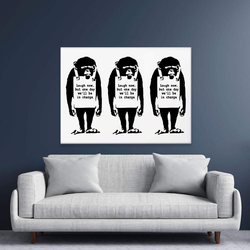 Laugh Now Trio Canvas Print wall art product Banksy