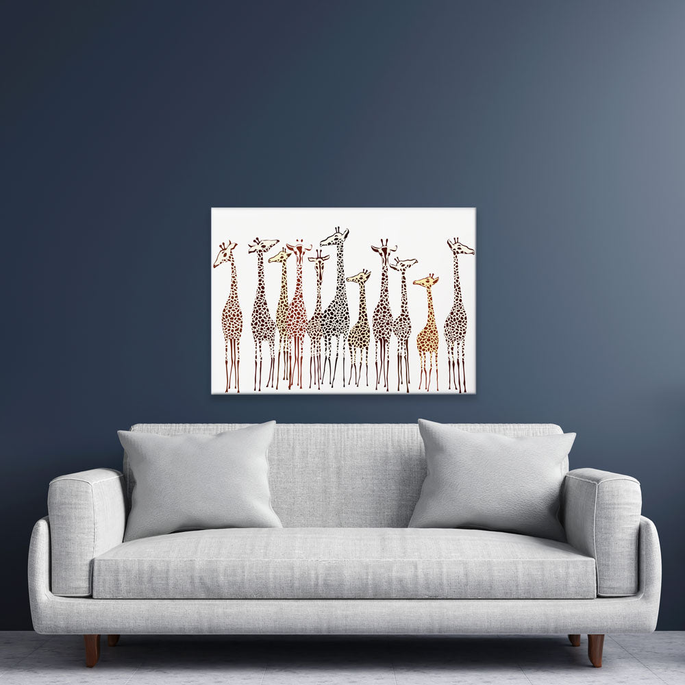 Line Of Giraffes Canvas Print