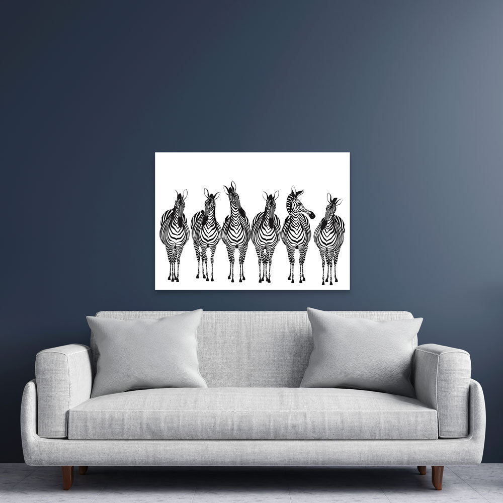 Line Of Zebras Canvas Print