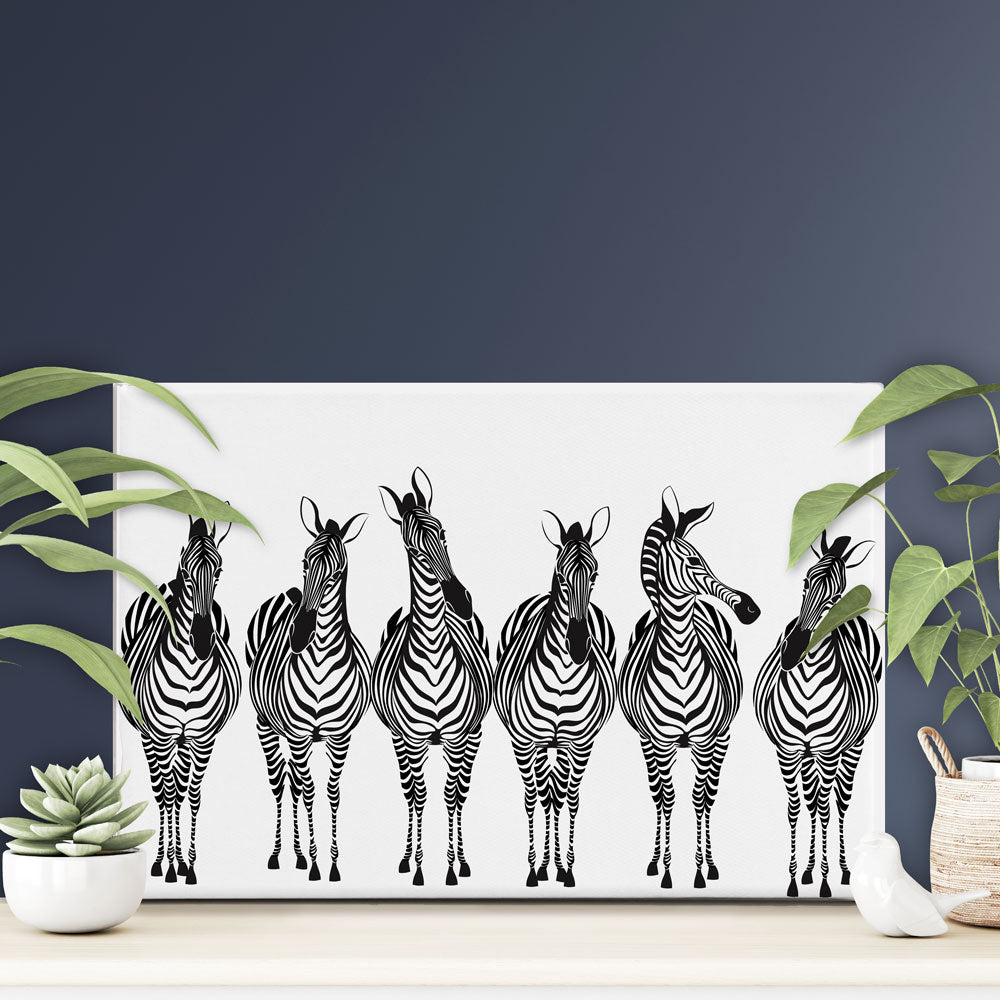 Line Of Zebras Canvas Print