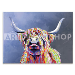 Multicolour Highland Cow Canvas Print