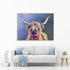 Multicolour Highland Cow Canvas Print