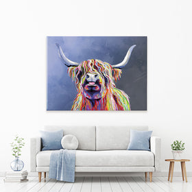 Multicolour Highland Cow Canvas Print