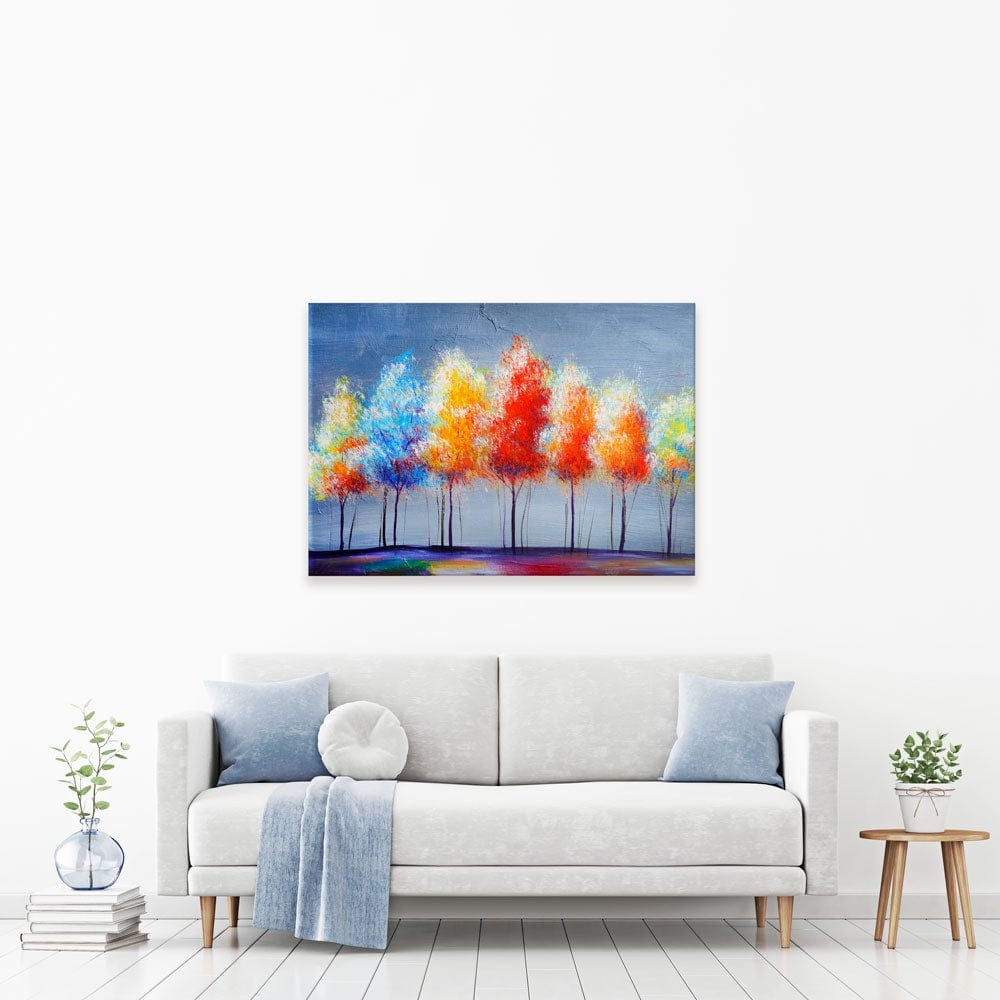 Multicoloured Trees Canvas Print wall art product Valenty / Shutterstock