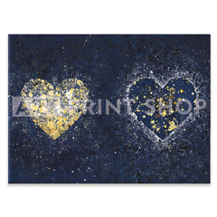 Navy Hearts Splatter Canvas Print